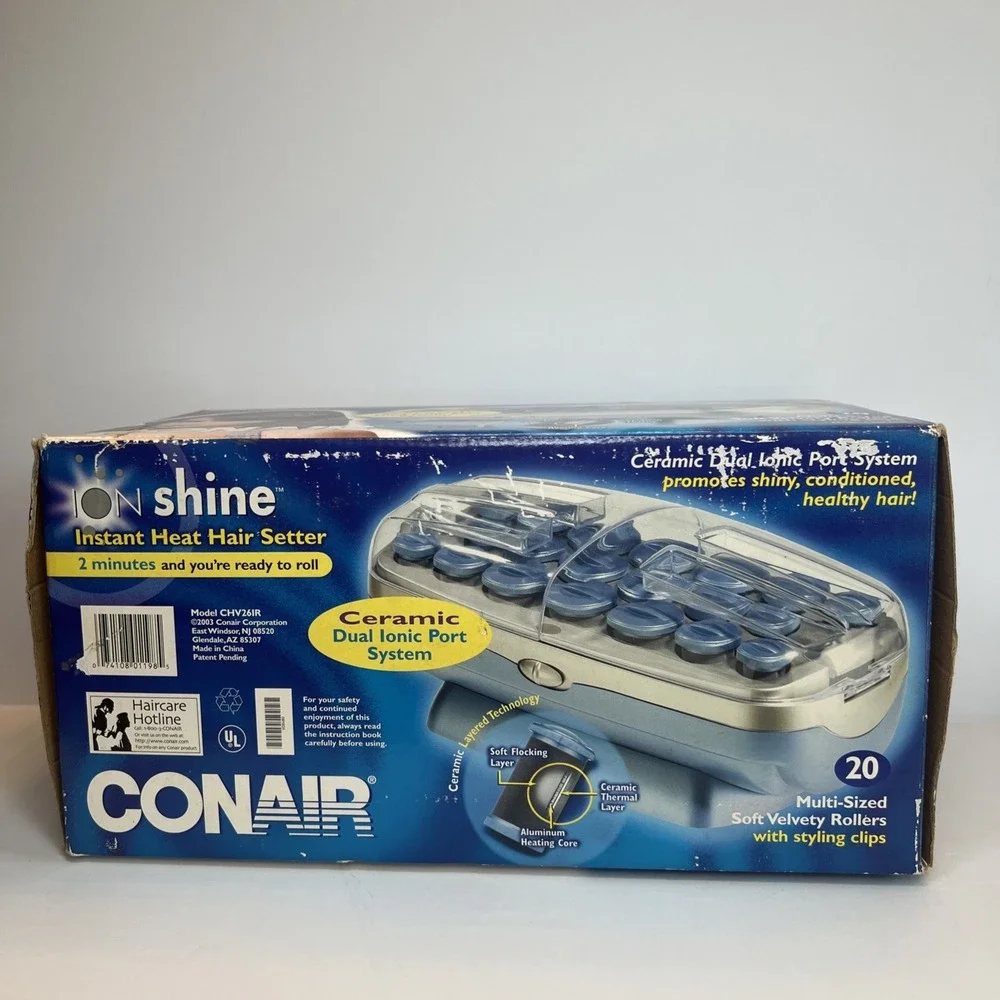 Vintage 2003 Conair Ion Shine CHV26IR Hot Rollers Hair Setter 20 Rollers Clips